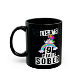 Unicorn Sober Anniversary Coffee Mug Customized with Name and Years.