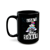 Unicorn Sober Anniversary Coffee Mug Customized with Name and Years.