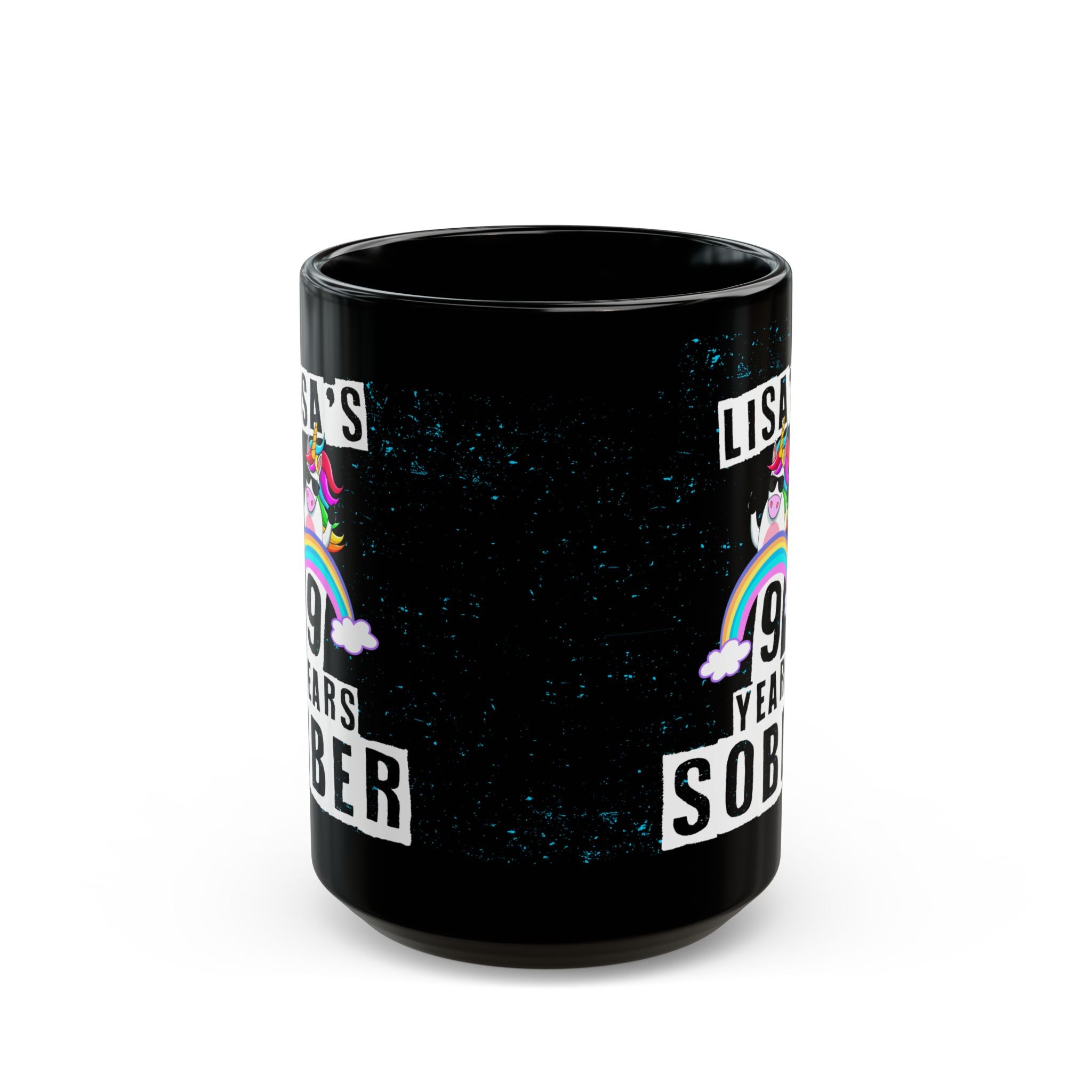 Unicorn Sober Anniversary Coffee Mug Customized with Name and Years.