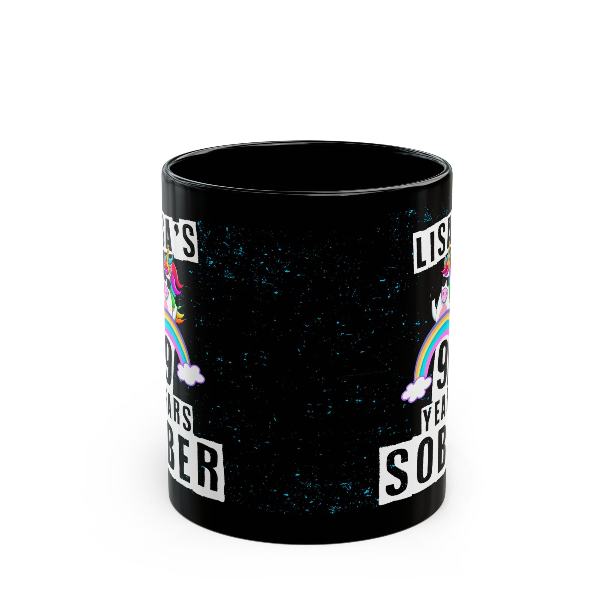 Unicorn Sober Anniversary Coffee Mug Customized with Name and Years.
