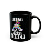 Unicorn Sober Anniversary Coffee Mug Customized with Name and Years.